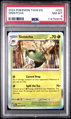 2024 POKEMON TWM EN-TWILIGHT MASQUERADE #022 SINISTCHA PSA 8 - Image 1