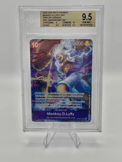 2025 One Piece Monkey D. Luffy 2nd Anniversary Set Alt Art SEC OP05-119 BGS 9.5 - Image 1