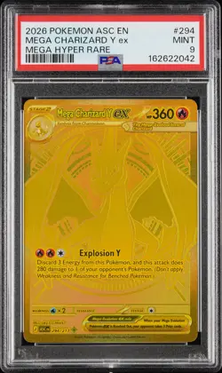 2026 POKEMON ASC EN-ASCENDED HEROES MEGA HYPER RARE MEGA CHARIZARD Y EX PSA 9 - Image 1
