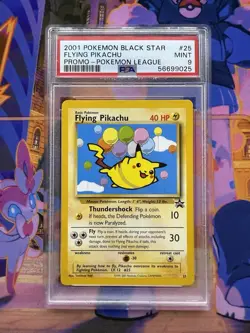 2001 POKEMON PROMO BLACK STAR POKEMON LEAGUE #25 FLYING PIKACHU PSA 9 - Image 1