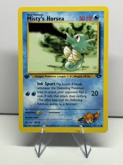 NM 1st Edition Misty's Horsea 87/132 Common Gym Challenge Pokemon - Image 1