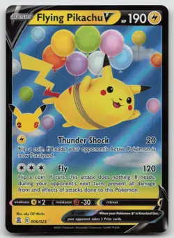 Flying Pikachu V 006/025 Holo V Rare Celebrations Pokemon Holo Near Mint - Image 1