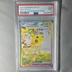 Pokemon Pikachu ex Surging Sparks 238/191 SIR Full Art Holo English PSA 9 2024 - Image 1