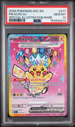 2026 POKEMON ASC EN-ASCENDED HEROES SPECIAL ILLUSTRATION RARE PIKACHU EX PSA 10 - Image 1