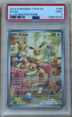2024 Pokemon Twm En-Twilight Masquerade #188 Eevee Illustration Rare PSA 9 Mint - Image 1