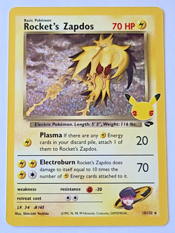 Pokemon TCG: Rocket's Zapdos Celebrations #15/132 Holo MINT - Image 1