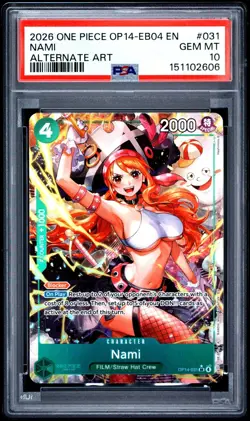 PSA 10 2026 ONE PIECE OP14 EB04 THE AZURE SEA'S SEVEN 031 NAMI ALTERNATE ART - Image 1
