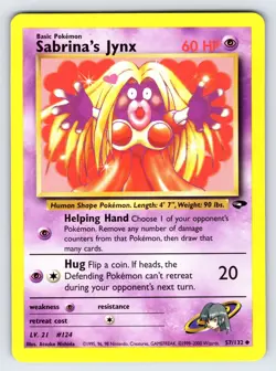 Sabrina's Jynx 57/132 2000 Gym Challenge Pokemon Card TCG Vintage Uncommon - Nm - Image 1
