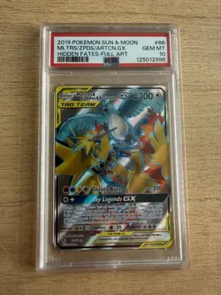 2019 Pokemon SM Hidden Fates #66 Moltres Zapdos Articuno GX PSA 10 - Image 1