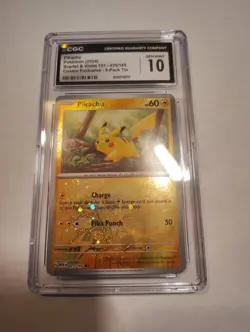 Pokemon Pikachu SV151 Reverse Cosmos Holo 025/165 CGC 10 Costco Exclusive - Image 1