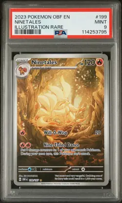 Pokemon Ninetales 199/197 Obsidian Flames Illustration Rare Graded PSA 9 Mint - Image 1