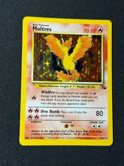 Pokemon Moltres 12/62 Holo Fossil Unlimited 1999 LP - Image 1