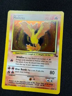 Pokemon Moltres 12/62 Holo Fossil Unlimited 1999 LP - Image 2