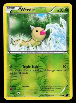 Weedle 1/116 Reverse Holo Common Plasma Freeze Pokemon Card - Image 1