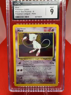 CGC 9 MINT MEW w 🌀- Holo Black Star Promo Pokemon League #9 TCG (2000) Vintage - Image 1