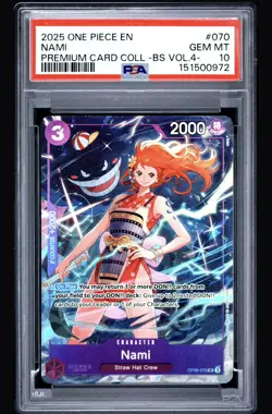 2025 ONE PIECE #070 PCC PREMIUM BEST SELECTION VOL 4 GENGAR NAMI PSA 10 GEM MINT - Image 1