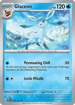 Glaceon 025/131 Holo Rare Prismatic Evolutions | NM/MT | Pokemon Card TCG - Image 1