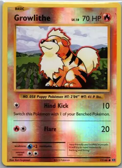 Growlithe 17/108 Common - Pokemon TCG XY: Evolutions - Reverse Holo (NM) - Image 1