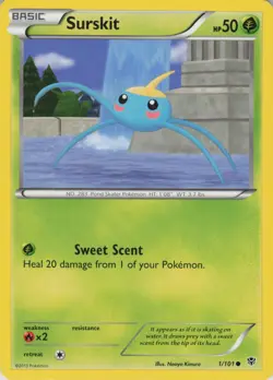 Surskit 1/101 Common Plasma Blast Pokemon Lightly Played - Image 1