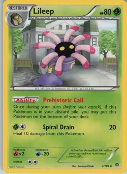 Lileep 3/101 Uncommon Plasma Blast Pokemon Near Mint - Image 1