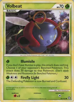 Volbeat 82/102 Common HGSS Triumphant Pokemon Moderately Played - Image 1