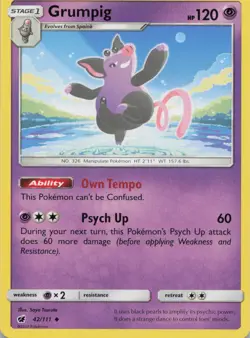 Grumpig 42/111 Uncommon Crimson Invasion Pokemon Lightly Played - Image 1