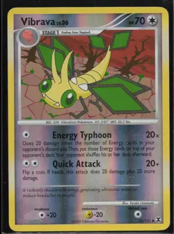 Vibrava 53/111 Uncommon Rising Rivals Pokemon Reverse Holo Moderately Played - Image 1