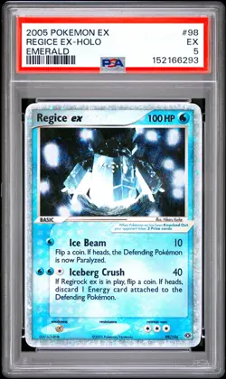 2005 POKEMON EX EMERALD #98 REGICE EX-HOLO PSA 5 - Image 1