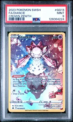 2023 POKEMON SWORD & SHIELD CROWN ZENITH #GG13 FULL ART/DIANCIE PSA 9 - Image 1