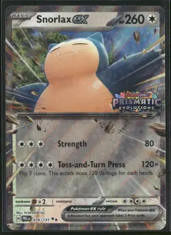 Pokemon Snorlax ex (Prismatic Evolution Stamped) Double Rare 076/131 NM - Image 1