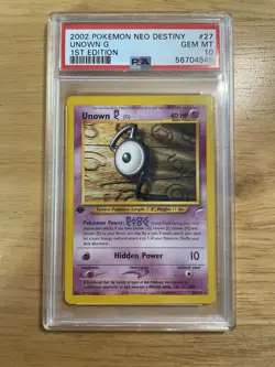 PSA 10 GEM MINT Unown G 27/105 Neo Destiny 1st Edition Pokemon - Image 1