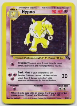 Hypno 8/62 Fossil Pokemon MP crease - Image 1