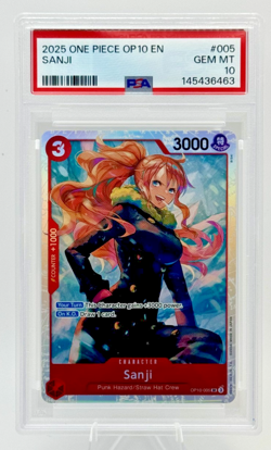 2025 ONE PIECE SANJI OP10-ROYAL BLOOD #005 PSA 10 ENGLISH - Image 1