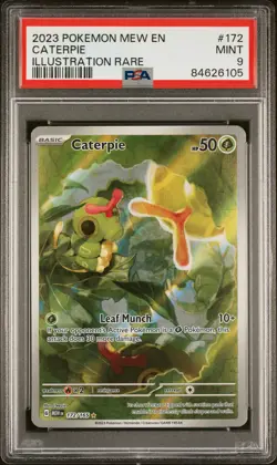 Caterpie Illustration Rare Pokemon Mew En-151 172 NM PSA 9 - Image 1