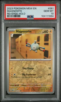 2023 POKEMON MEW EN-151 REVERSE HOLO #081 MAGNEMITE PSA 10 - Image 1