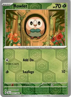 Rowlet 003/064 Reverse Holo Shrouded Fable | NM/MT | Pokemon Trading Card TCG - Image 1