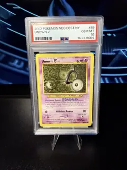PSA 10 GEM MT Unown V #89 Neo Destiny Unlimited Pokemon TCG 2002 - Low Pop! - Image 1