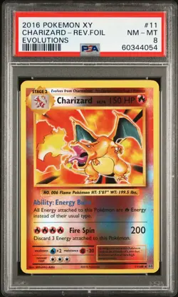 2016 POKEMON XY EVOLUTIONS #11 CHARIZARD-REVERSE FOIL PSA 8 - Image 1