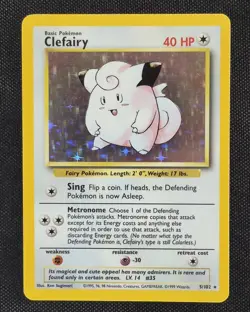Clefairy 5/102 Base Set Holo Holo Rare WOTC Pokemon Card - Image 1