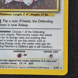 Clefairy 5/102 Base Set Holo Holo Rare WOTC Pokemon Card - Image 5