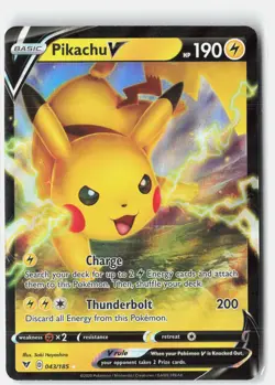 PIKACHU V 043/185 HOLO V RARE VIVID VOLTAGE POKEMON NM - Image 1