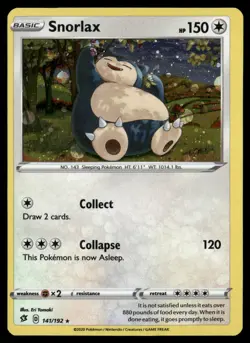 Snorlax 141/192 Rare Rebel Clash Pokemon NM/M - Image 1