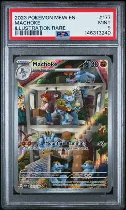 2023 Pokemon 151 Machoke Illustration Rare #177 PSA 9 Mew Set Full Art - Image 1