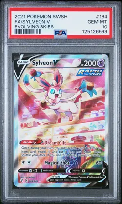 2021 POKEMON SWORD & SHIELD EVOLVING SKIES #184 FULL ART/SYLVEON V PSA 10 - Image 1