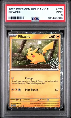 Pikachu 025 Holiday Calendar Pokemon PSA 9 - Image 1