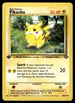 PIKACHU [1ST EDITION] - 60/64 - JUNGLE SET 1999 WOTC POKEMON - LP - Image 1