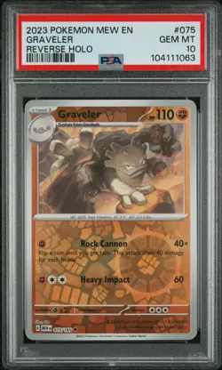 2023 POKEMON MEW EN-151 REVERSE HOLO #075 GRAVELER PSA 10 - Image 1