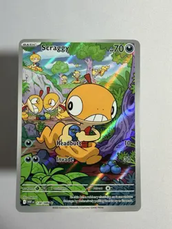 Pokemon TCG Scraggy 138/086 Sv: White Flare Illustration Rare Holo Card NM - Image 1