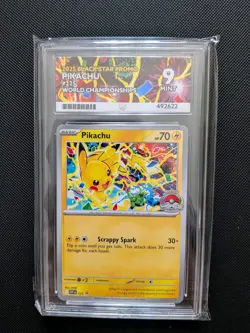 Pokemon Centre Exclusive Pikachu SVP 225 2025 Worlds Promo Ace Mint 9 - Image 1