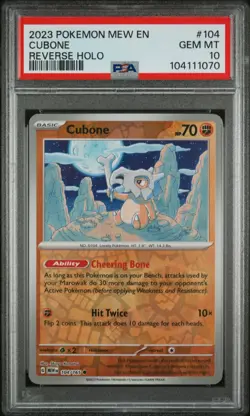 2023 POKEMON MEW EN-151 REVERSE HOLO #104 CUBONE PSA 10 - Image 1